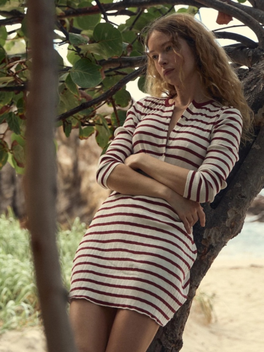 Doen Stripe Henley Shirt Dress
